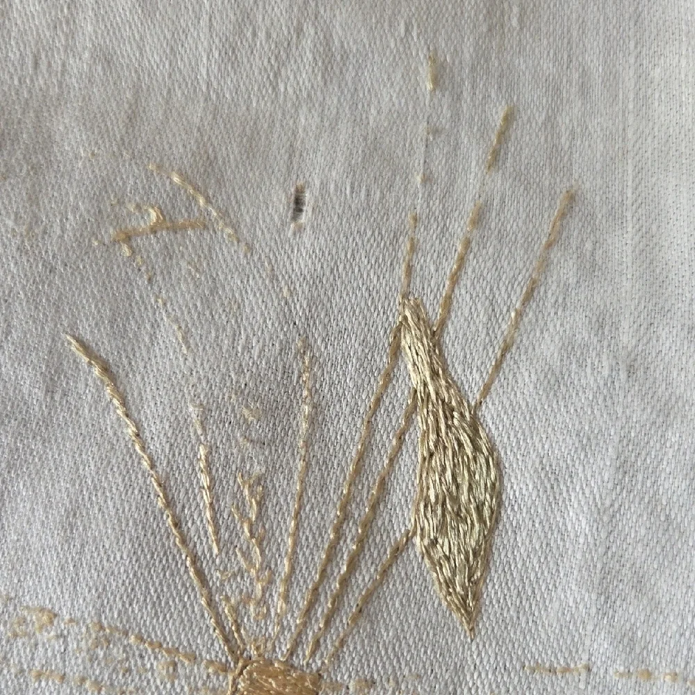 Elegant Wheat and Gold Floral Embroidered Dresser Scarf/Craft Resource